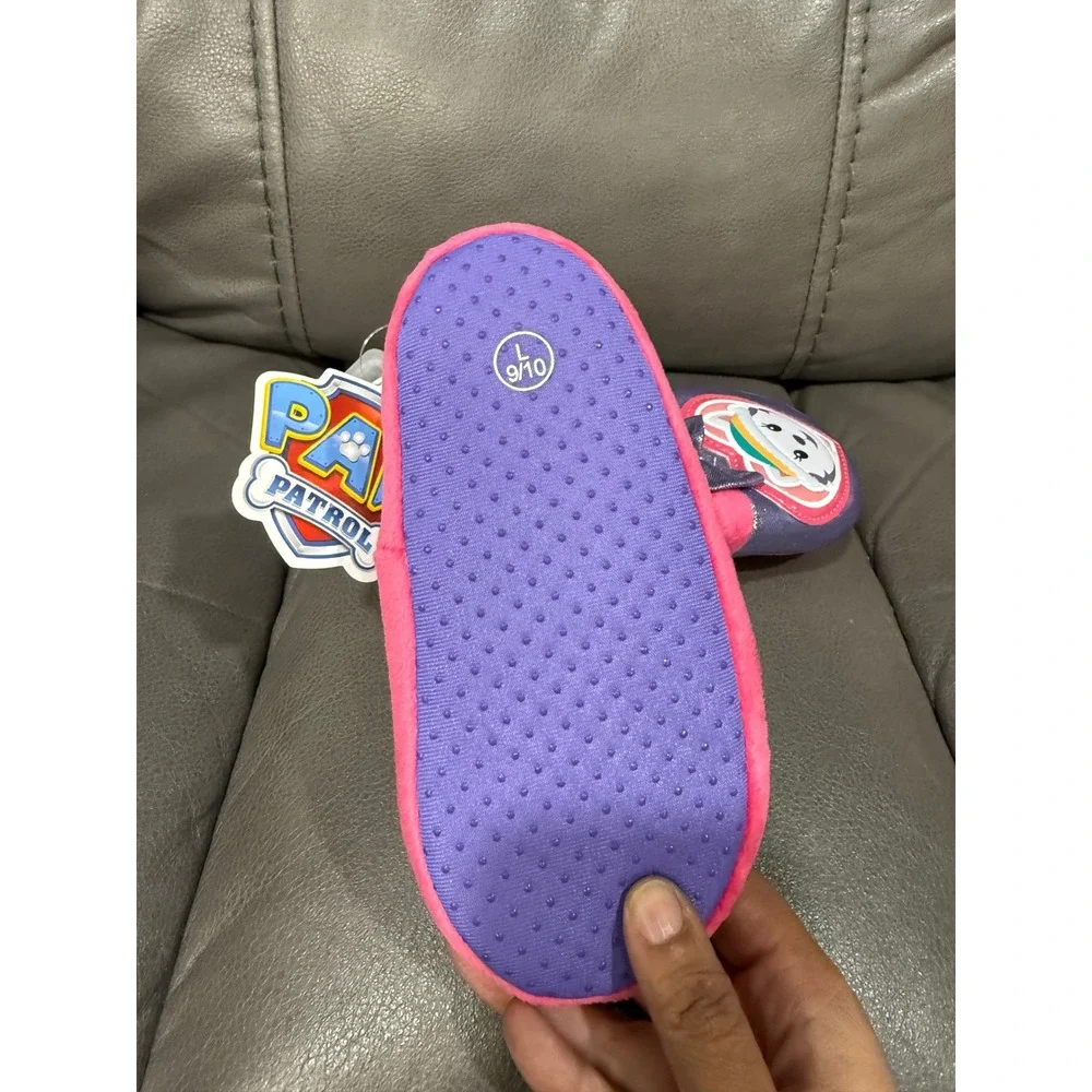 Paw Patrol Skye Everest Girls Purple Pink Metallic Faux Fur Slippers Size 9/10